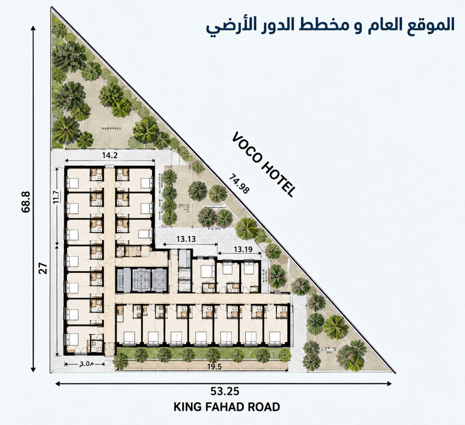 الموقع العام ومخطط الدور الأرضي